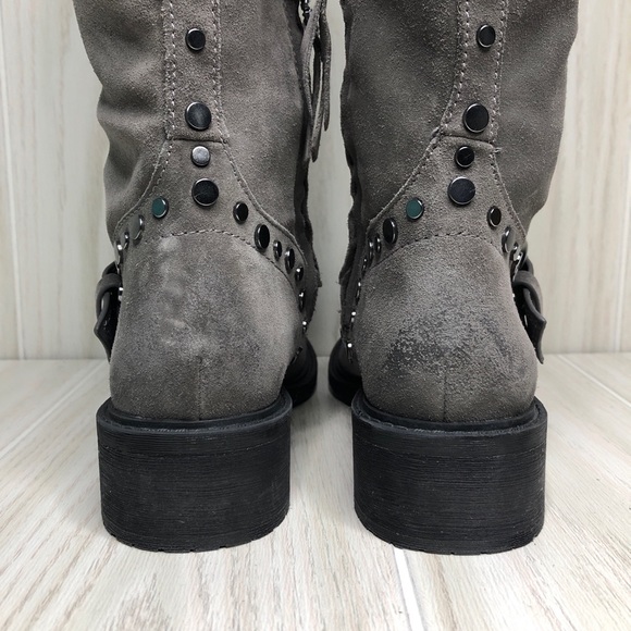 Sam Edelman Deryn Buckle Studded Suede Heeled Boot - Picture 7 of 10